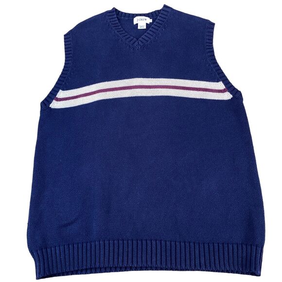 J.CREW Vest Mens Large Navy Knit 100% Cotton Sleeveless V Neck Pullover - Picture 9 of 9